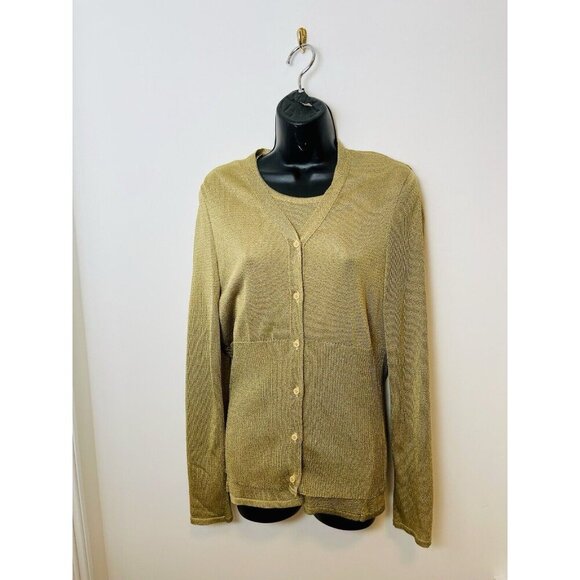 Anne Klein II Vintage Gold Sweater Set Large Metallic - Picture 1 of 10